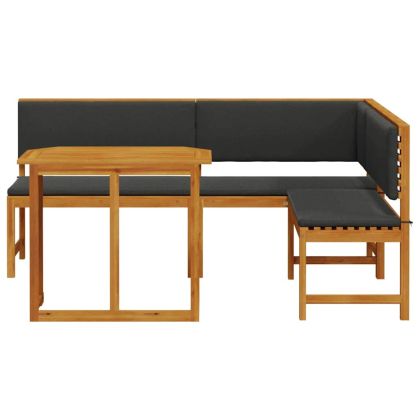 Комплект градинска пейка 3 pcs Кафяво Акациево дърво масив