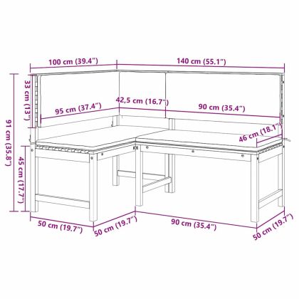 Комплект градинска пейка 3 pcs Кафяво Акациево дърво масив
