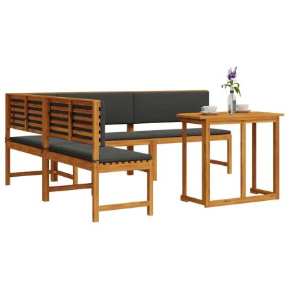 Комплект градинска пейка 4 pcs Кафяво Акациево дърво масив