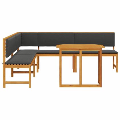 Комплект градинска пейка 4 pcs Кафяво Акациево дърво масив