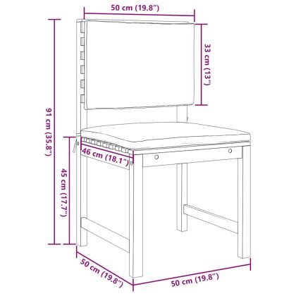 Градински бистро комплект 3 pcs Кафяво Акациево дърво масив