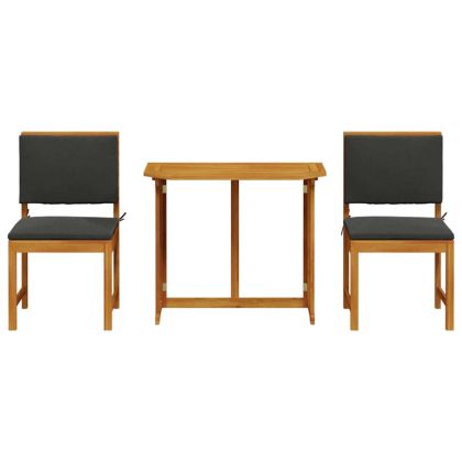 Градински бистро комплект 3 pcs Кафяво Акациево дърво масив