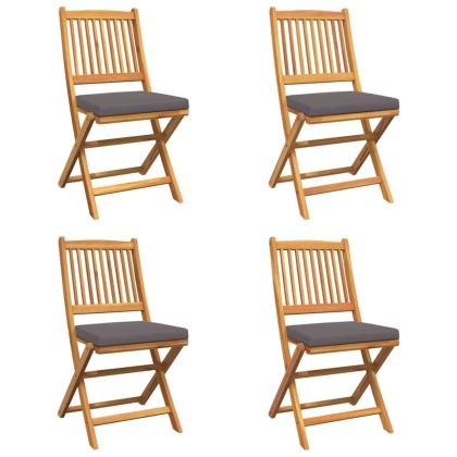 Сгъваем стол с възглавница 4 pcs Сив 49 x 57.5 x 92см