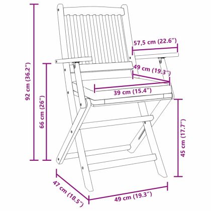 Сгъваем стол с възглавница 4 pcs Бяло 49 x 57.5 x 92см