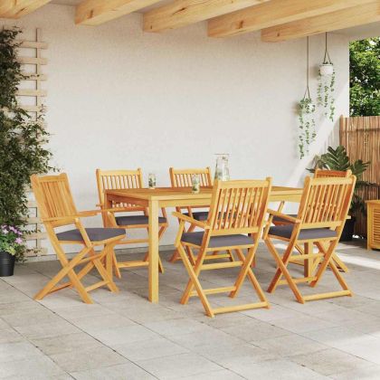 Сгъваем стол с възглавница 6 pcs Сив 49 x 57.5 x 92см