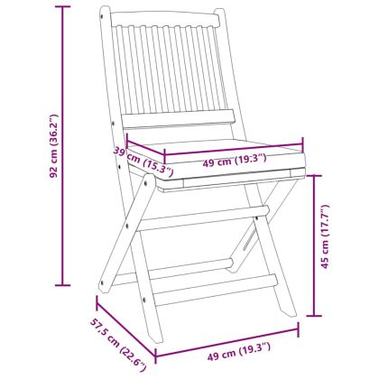 Сгъваем стол с възглавница 8 pcs Сив 49 x 57.5 x 92см