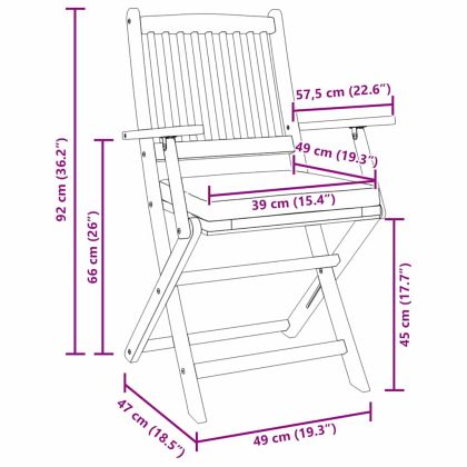 Сгъваем стол с възглавница 8 pcs Сив 49 x 57.5 x 92см