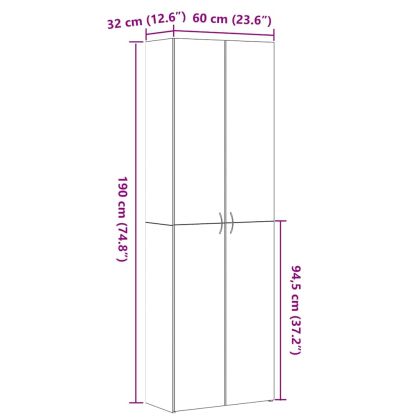 Офис шкаф с рафт Черен дъб 60 x 32 x 190 Инженерно дърво