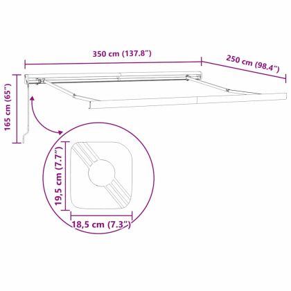 Сгъваем навес Червено и бяло 350 x 250 cm Текстил и Метал