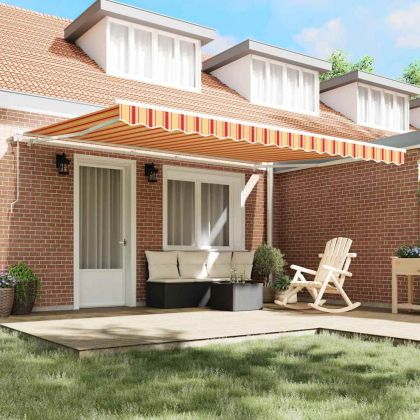 Сгъваем навес 450 × 350 cm жълто и оранжево