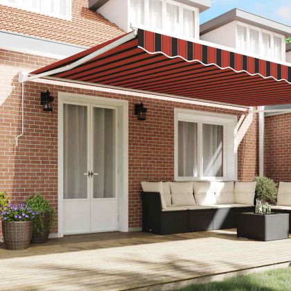 Сгъваем навес Оранжево и кафяво 500 × 300 cm Текстил и Метал