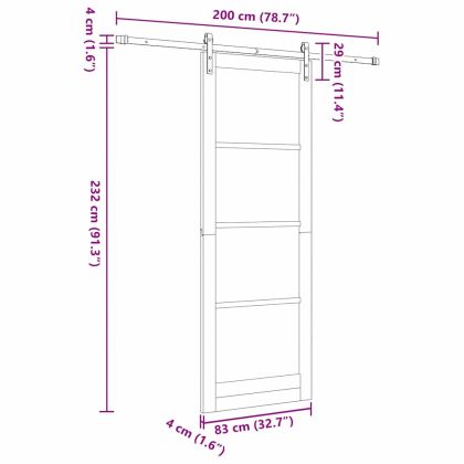 Преплъзваща се врата ORKDAL Естествен 83 x 232 см