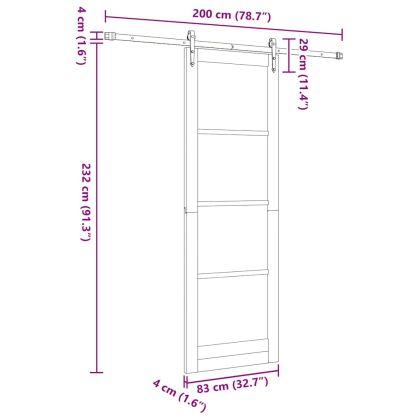Преплъзваща се врата Естествено и черно 83 x 232 см