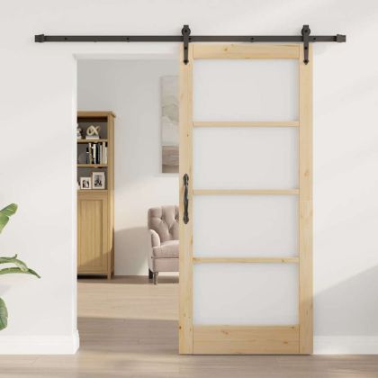 Преплъзваща се врата Естествено и черно 86 x 198,5 см