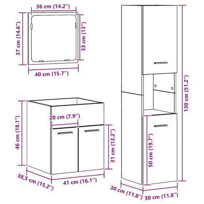 Комплект мебели за баня 3 pcs Старо дърво Инженерно дърво