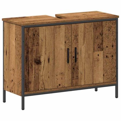 Комплект мебели за баня с рафт 4 pcs Кафяво Инженерно дърво