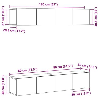Комплект ТВ шкаф 4 pcs Черния дъб 80 x 30 x 30 см