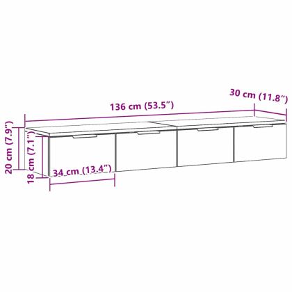 Стенно монтиран шкаф 2 pcs Черния дъб 68 x 30 x 20 см