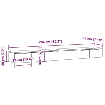 Стенно монтиран шкаф 2 pcs Черния дъб 102 x 30 x 20 см