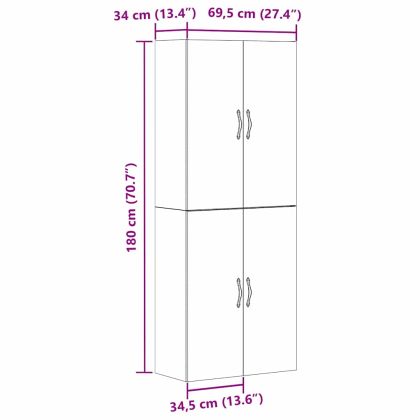 Стенно шкафче 2 pcs Черния дъб 69,5 x 34 x 90 см