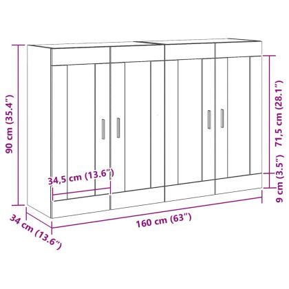 Стенно монтиран шкаф 2 pcs Дъб 69,5 x 34 x 90 см