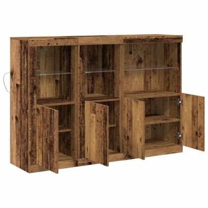 LED конзолна маса Старо дърво 142,5 x 37 x 100 см