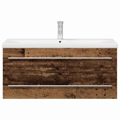 Шкаф за мивка в баня с чекмедже 2 pcs Старо дърво