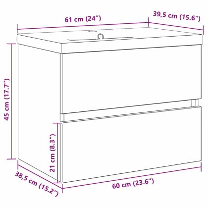 Шкаф за мивка с врата Черен дъб 60 x 39 x 62 см Инженерно дърво