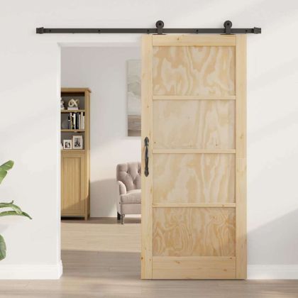 Преплъзваща се врата Естествено и черно 86 x 198,5 см