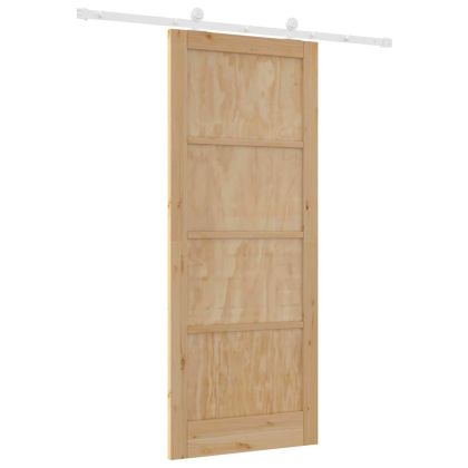 Преплъзваща се врата Кафяво 86 x 211 см Солидно борово дърво