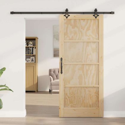 Преплъзваща се врата Естествено и черно 86 x 198,5 см