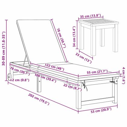 Шезлонг 3 pcs Кафяво 35 x 35 x 34см Масивна акациева дървесина