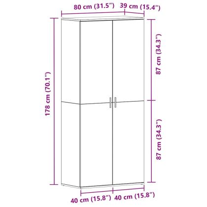 Шкаф за обувки Циментено сиво 80 x 39 x 178 см Инженерно дърво
