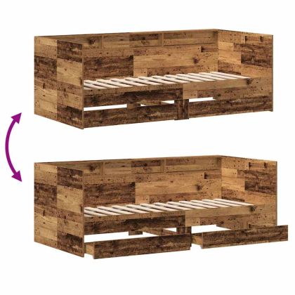 Легло-диван с таблото Старо дърво 90 x 200 cm Инженерно дърво