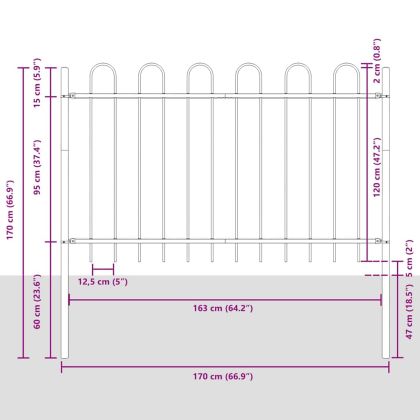 Градска ограда 4 pcs Сив 6,8 x 1,2 м Прахово боядисана стомана