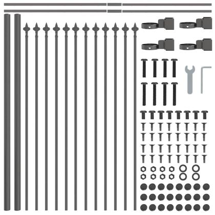 Градска ограда 5 pcs Сив 8,5 x 0,6 м Прахово боядисана стомана