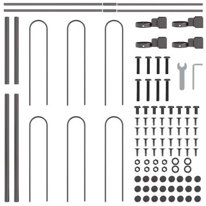 Градска ограда 6 pcs Сив 10,2 x 0,8 м Прахово боядисана стомана