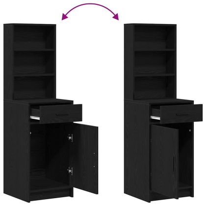 Комплект тоалетно шкафче с рафт 3 pcs Черен дъб Инженерно дърво