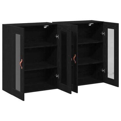 Стенни шкафове 2 pcs Черния дъб 69,5 x 34 x 90 см