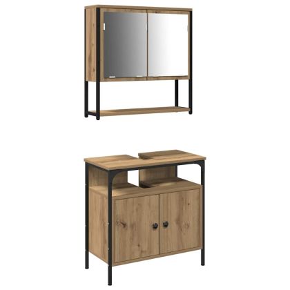 Комплект мебели за баня с рафт 2 pcs Кафяво Инженерно дърво