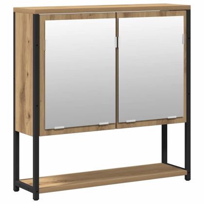 Комплект мебели за баня с рафт 2 pcs Кафяво Инженерно дърво