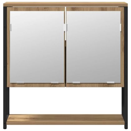 Комплект мебели за баня с рафт 2 pcs Кафяво Инженерно дърво