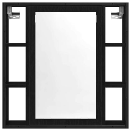 Комплект мебели за баня с рафт 4 pcs Черния дъб Инженерно дърво