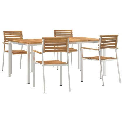 Комплектзахраненевградината 5 pcs Кафяво Масивно акациево дърво