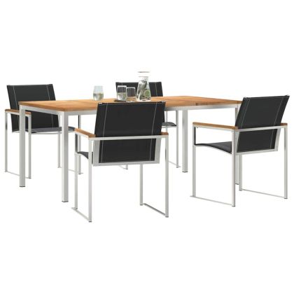 Комплектзахраненевградината 5 pcs Солидно тиково дърво