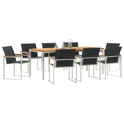 Комплектзахраненевградината 9 pcs Солидно тиково дърво