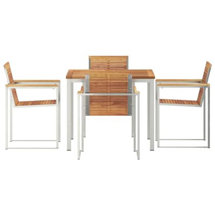 Комплектзахраненевградината 5 pcs Масивно тиково дърво