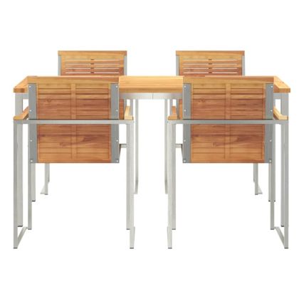 Комплектзахраненевградината 5 pcs Масивно тиково дърво