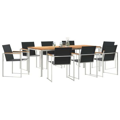 Комплектзахраненевградината 9 pcs Солидно тиково дърво