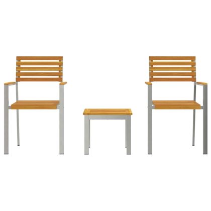 Комплектзахраненевградината 3 pcs Кафяво Солиден тиково дърво